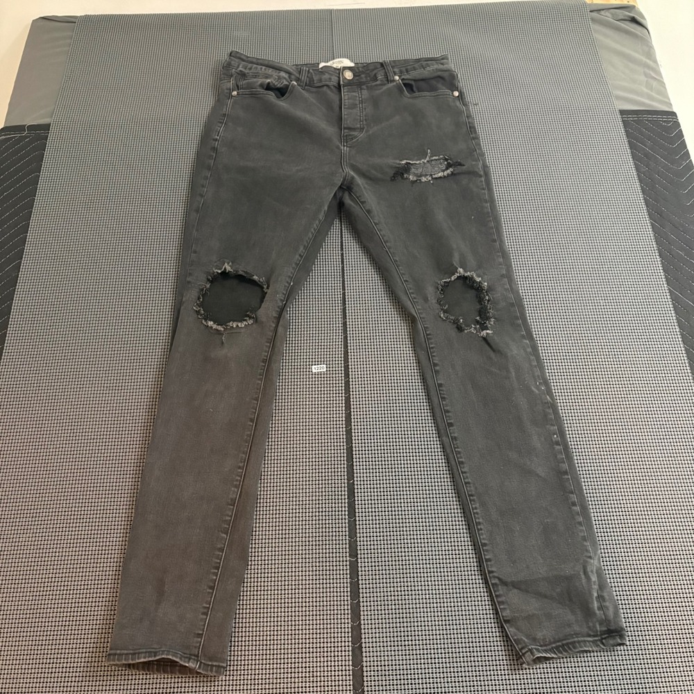 Sixth June Paris Mens Distressed Slim Fit Jeans Black M2272HDE-BLAC Size 36